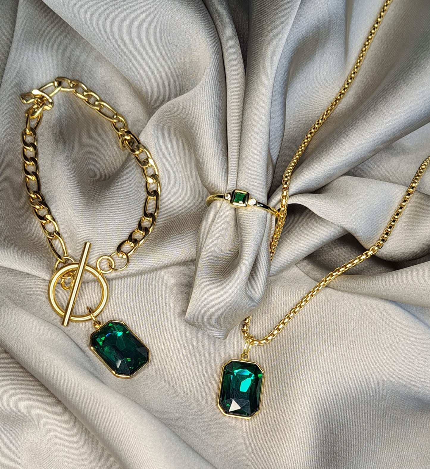Gullbelagt Armbånd Greenstone.