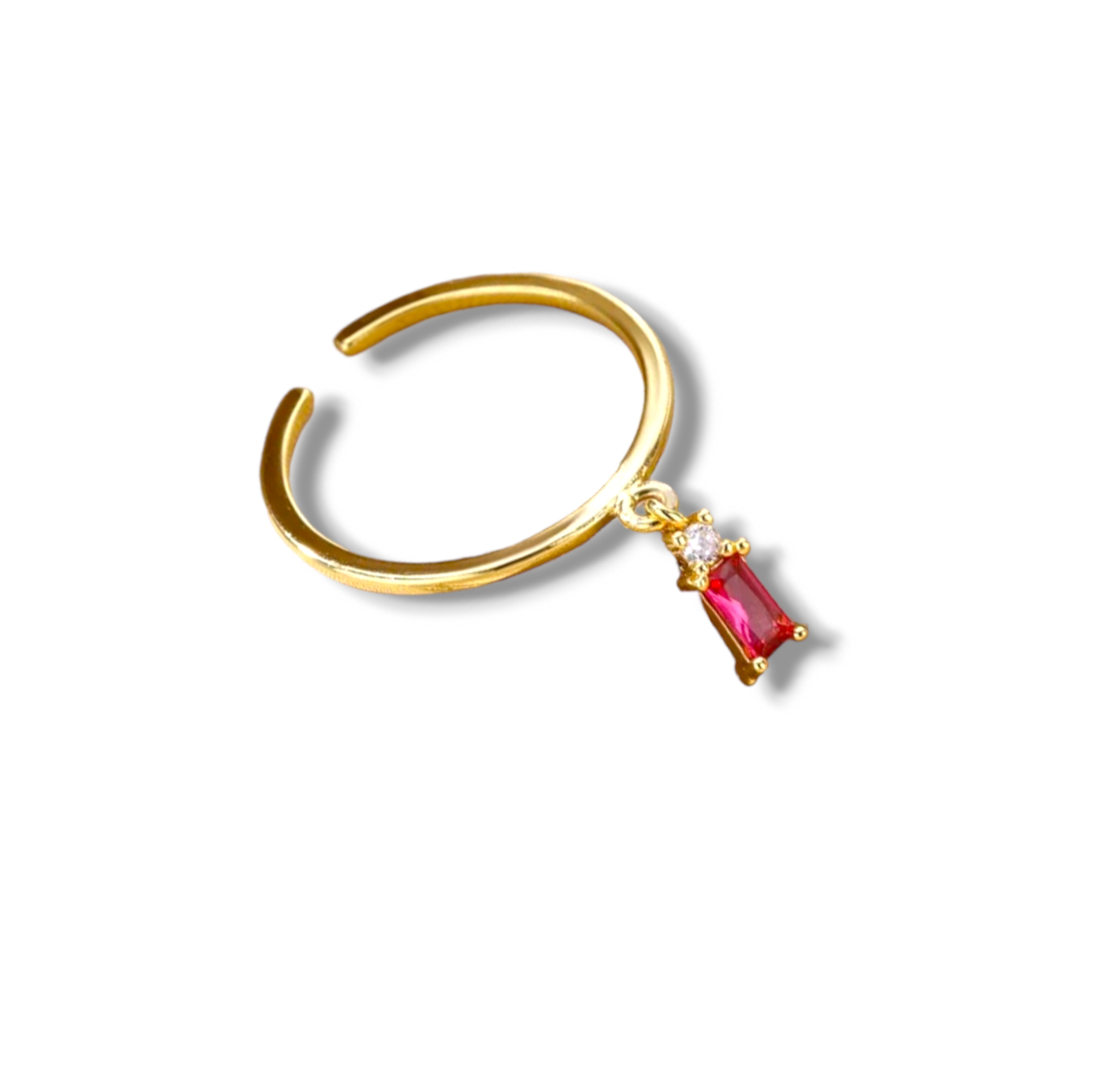 Minimalistisk Ring Med Rosa Krystal
