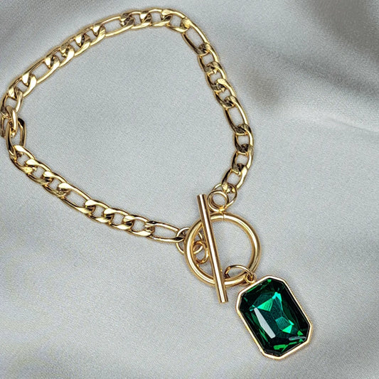 Gullbelagt Armbånd Greenstone.