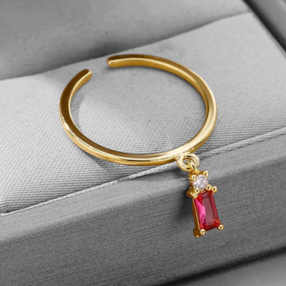 Minimalistisk Ring Med Rosa Krystal