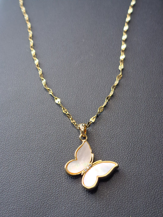 Gullbelagt Halskjede 45cm Butterfly.